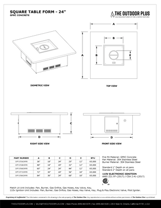 Square Ready - To - Finish Fire Table Form – 16″ & 24″ Tall - Modofire