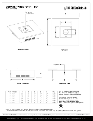 Square Ready - To - Finish Fire Table Form – 16″ & 24″ Tall - Modofire