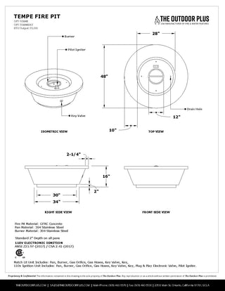 Tempe Round Fire Pit - Concrete (GFRC) - Modofire