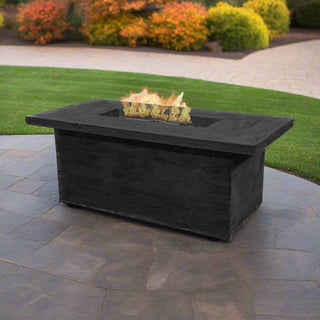 The Grove Rectangle Fire Pit Table - Wood Grain Concrete - Modofire