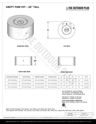 Unity Round Fire Table - Powder Coated Steel - Modofire