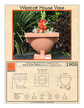 Westcott House Vase Planter / Water Bowl - Square - Officially Licensed Frank Lloyd Wright - Dry Cast Sandstone - modofire🔥