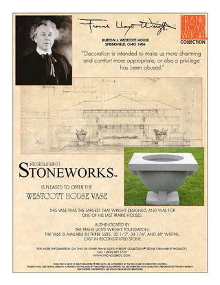 Westcott House Vase Planter / Water Bowl - Square - Officially Licensed Frank Lloyd Wright - Dry Cast Sandstone - modofire🔥